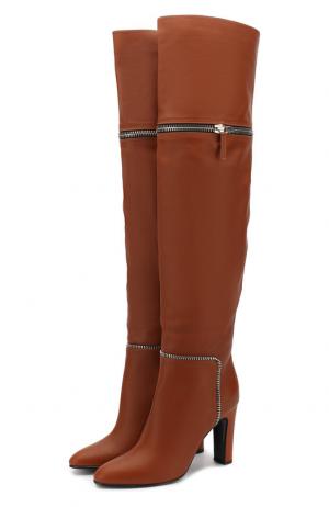 Кожаные ботфорты Joana на устойчивом каблуке Giuseppe Zanotti Design. Цвет: коричневый