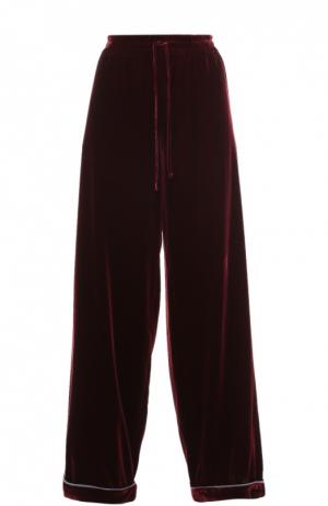 Бархатные брюки в пижамном стиле с эластичным поясом Valentino. Цвет: бордовый