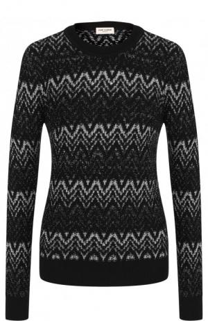 Вязаный шерстяной пуловер с круглым вырезом Saint Laurent. Цвет: черный