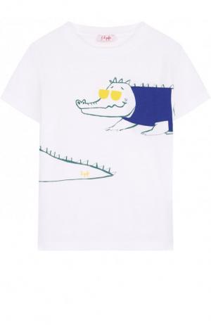 Хлопковая футболка с принтом Il Gufo. Цвет: синий