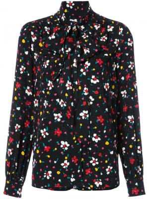Блузка с воротником на завязке и цветочным узором Marc Jacobs. Цвет: чёрный