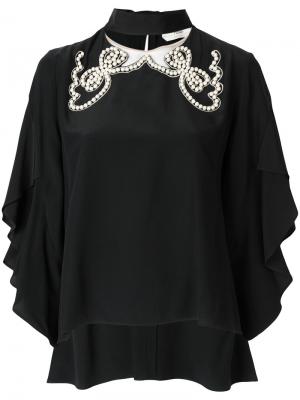 Блузка с жемчужной отделкой Fendi. Цвет: чёрный