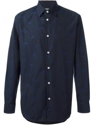 Рубашка с принтом-логотипом на пуговицах Vivienne Westwood Man. Цвет: синий