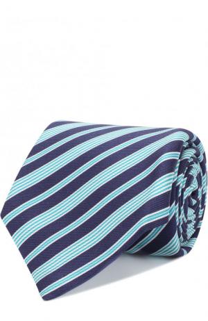 Шелковый галстук в полоску Kiton. Цвет: бирюзовый