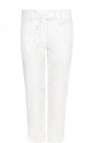 Укороченные джинсы прямого кроя с потертостями Ann Demeulemeester. Цвет: белый