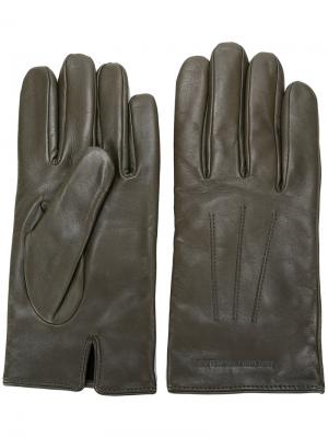 Кожаные перчатки Emporio Armani. Цвет: коричневый