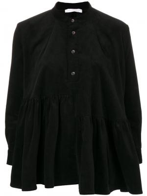 Вельветовая блузка со сборкой Peter Jensen. Цвет: чёрный