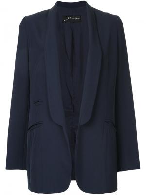Пиджак-смокинг с воротником шалька Zambesi. Цвет: синий
