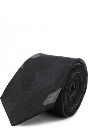 Шелковый галстук с камуфляжным принтом Valentino. Цвет: черный