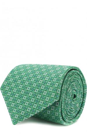Шелковый галстук с узором Canali. Цвет: зеленый