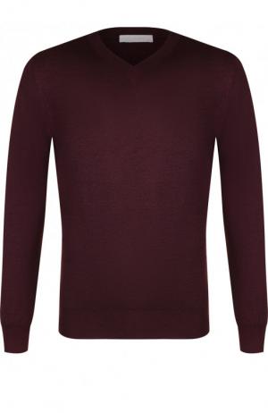 Однотонный пуловер из смеси кашемира с шелком Cruciani. Цвет: бордовый