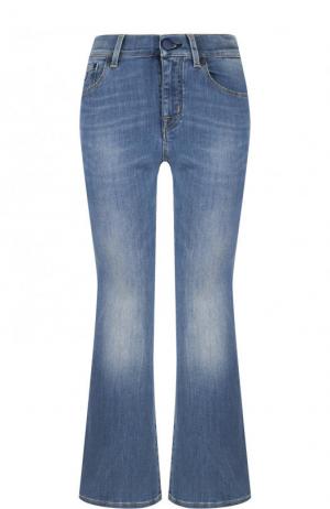 Укороченные расклешенные джинсы с потертостями Jacob Cohen. Цвет: синий