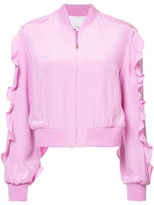 Куртка-бомбер с оборками Tibi. Цвет: розовый и фиолетовый