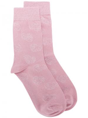 Носки с вышивкой сердца Twin-Set. Цвет: розовый и фиолетовый