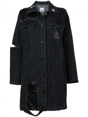 Оверсайз-куртка с отделкой SJYP. Цвет: чёрный