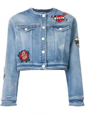 Джинсовая куртка с нашивками Karl Lagerfeld. Цвет: синий
