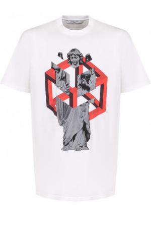 Хлопковая футболка свободного кроя с принтом Givenchy. Цвет: белый