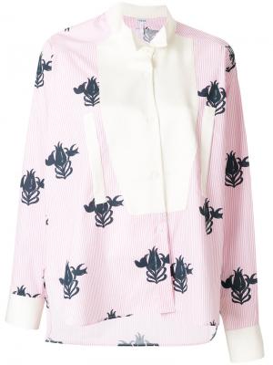 Асимметричная рубашка с цветочным принтом Loewe. Цвет: розовый и фиолетовый