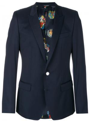 Однобортный пиджак Dolce & Gabbana. Цвет: синий