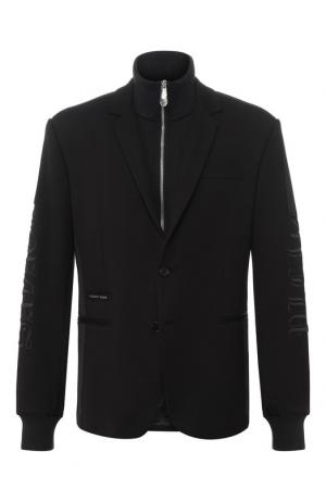 Однобортный пиджак из вискозы с подстежкой Philipp Plein. Цвет: черный