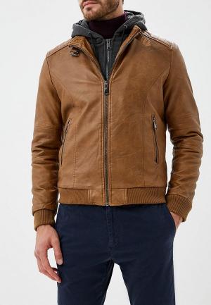 Куртка кожаная Forex. Цвет: коричневый