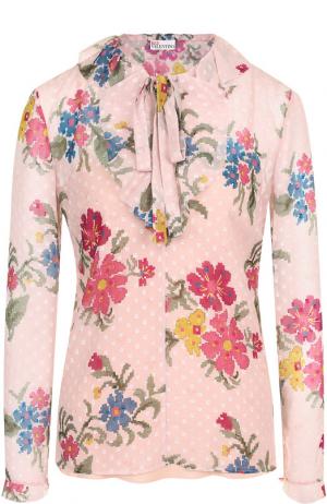 Блуза с принтом и воротником аскот REDVALENTINO. Цвет: светло-розовый