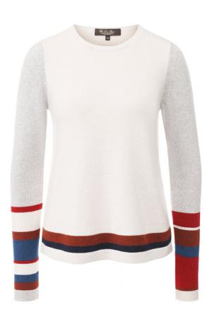 Кашемировый пуловер с контрастной полоской Loro Piana. Цвет: светло-серый