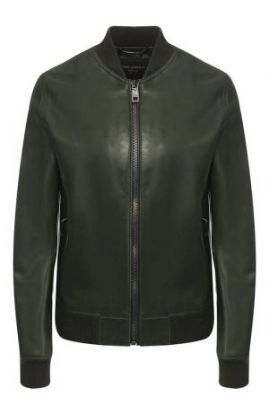 Однотонная кожаная куртка Dolce & Gabbana. Цвет: зеленый