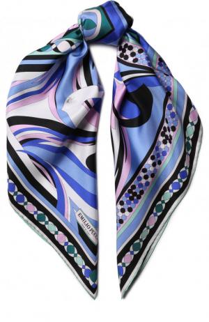 Шелковый платок с принтом Emilio Pucci. Цвет: голубой