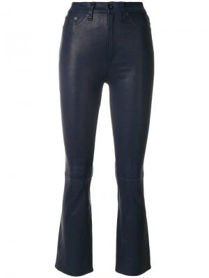 Укороченные расклешенные кожаные брюки Rag & Bone. Цвет: синий