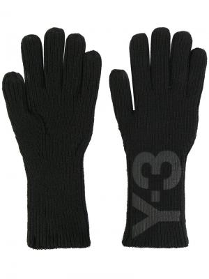 Перчатки с принтом логотипа Y-3. Цвет: чёрный