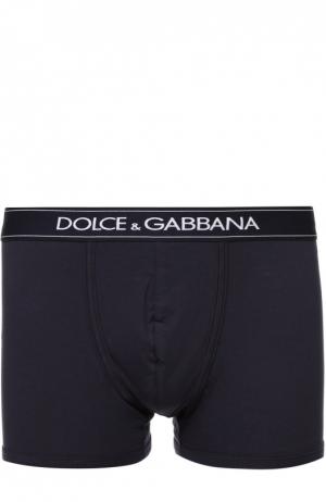 Хлопковые боксеры с широкой резинкой Dolce & Gabbana. Цвет: темно-синий