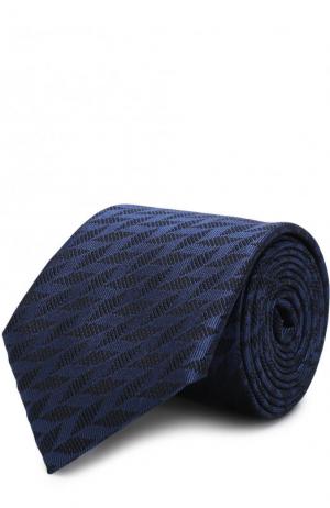 Шелковый галстук с узором Emporio Armani. Цвет: синий