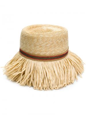 Плетеная шляпа с бахромой Ermanno Scervino. Цвет: телесный
