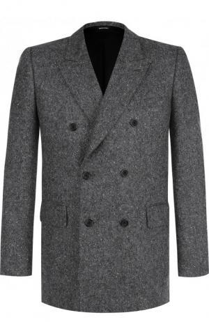Двубортный кашемировый пиджак Alexander McQueen. Цвет: серый