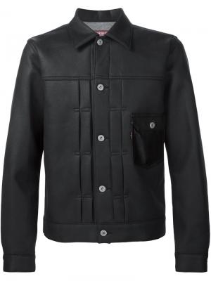 Кожаная куртка на пуговицах Junya Watanabe Comme Des Garçons Man. Цвет: чёрный