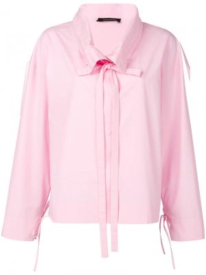 Рубашка со шнурком на воротнике Cédric Charlier. Цвет: розовый и фиолетовый