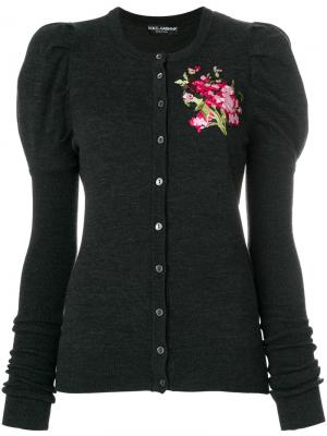 Кардиган с цветочной вышивкой Dolce & Gabbana. Цвет: серый