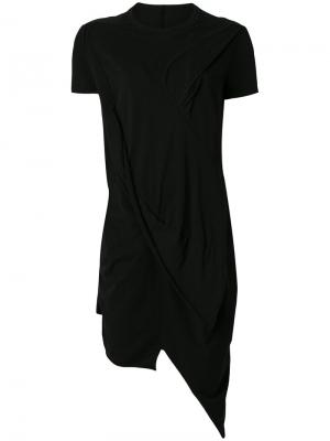 Асимметричная драпированная футболка Rick Owens DRKSHDW. Цвет: чёрный