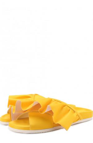Текстильные шлепанцы Ruffle с оборками Joshua Sanders. Цвет: желтый
