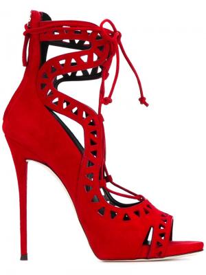 Босоножки со шнуровкой Giuseppe Zanotti Design. Цвет: красный