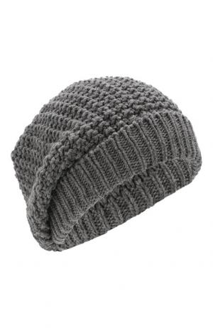 Шерстяная шапка фактурной вязки Inverni. Цвет: серый