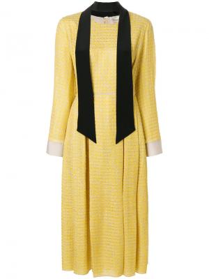 Платье-миди с длинными рукавами Fendi. Цвет: жёлтый и оранжевый