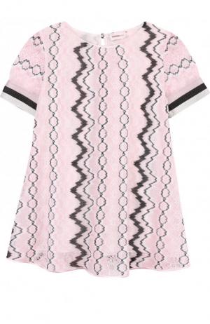 Мини-платье свободного кроя из смеси вискозы и хлопка Missoni. Цвет: розовый