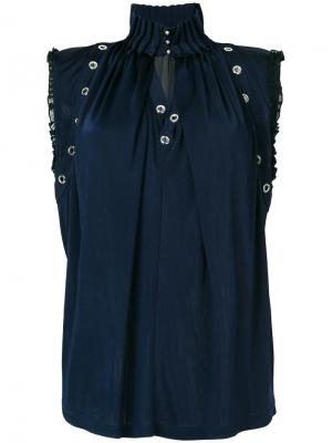 Блузка с вырезом замочная скважина Just Cavalli. Цвет: синий