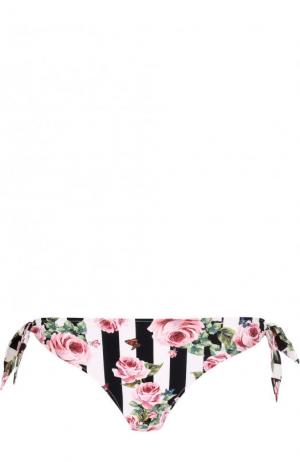 Плавки-бикини в полоску с цветочным принтом Dolce & Gabbana. Цвет: разноцветный