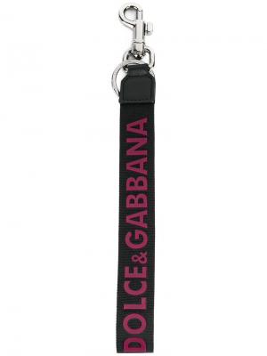 Брелок с логотипом на ремешке Dolce & Gabbana. Цвет: чёрный