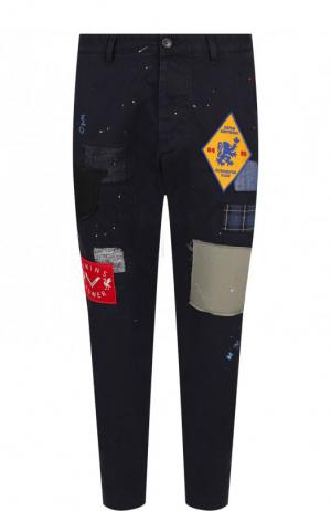 Укороченные брюки прямого кроя из хлопка Dsquared2. Цвет: темно-синий