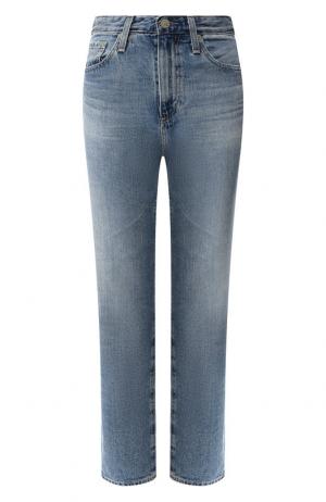 Укороченные джинсы с потертостями Ag. Цвет: голубой