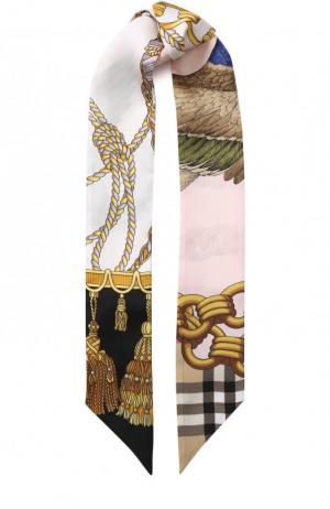 Шелковый шарф-бандо с принтом Burberry. Цвет: золотой